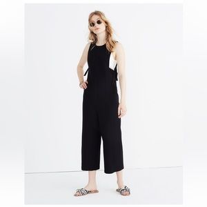 Madewell Women’s Black Texture & Thread Side-Tie Jumpsuit Size Small